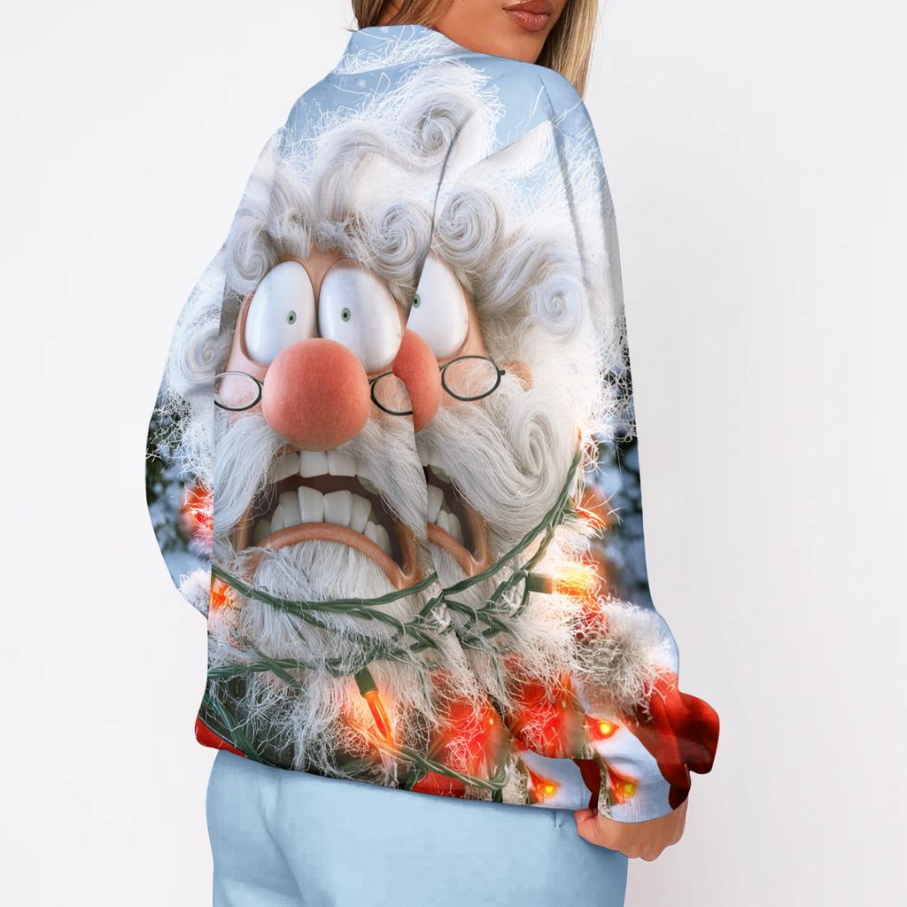 Women's Christmas Print Crewneck Sweatshirt, Lightweight Casual Holiday Pullover Top