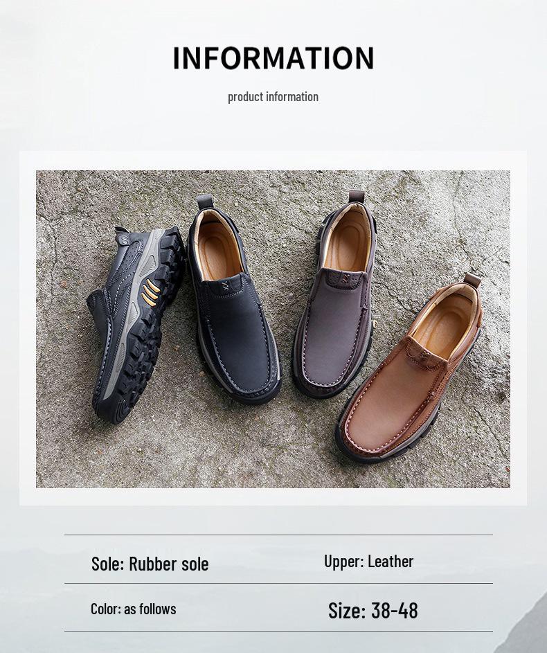 Men's Large Size Casual Leather Driving Shoes for Outdoor and Everyday Wear