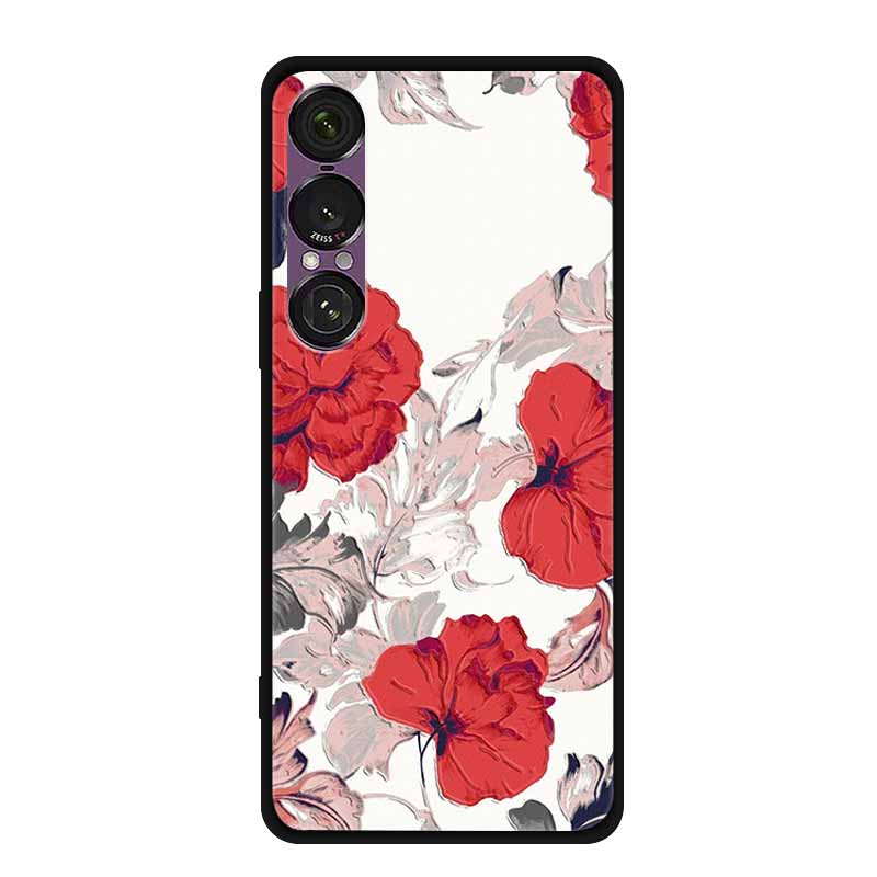 3D Emboss Case For Sony Xperia 1 VII 5G Case Flowers TPU Soft Silicone Back Cover For Sony Xperia 1 VII 2025 Phone Case XQ-FS54