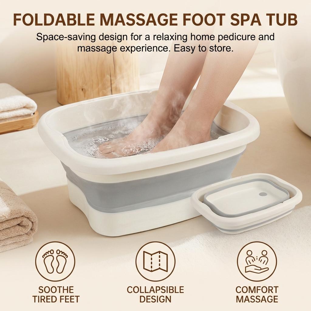 Foldable Foot Spa Massager Portable Waterproof Foot Bath Basin With Heating And Massage Function For Home Use