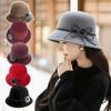 Imitation Mink Hair Women Hat Bow Bowler Jazz Cap Dome Hat For Women Fedoras Cap Elegant Winter Vintage Autumn Wool Ladies Hat