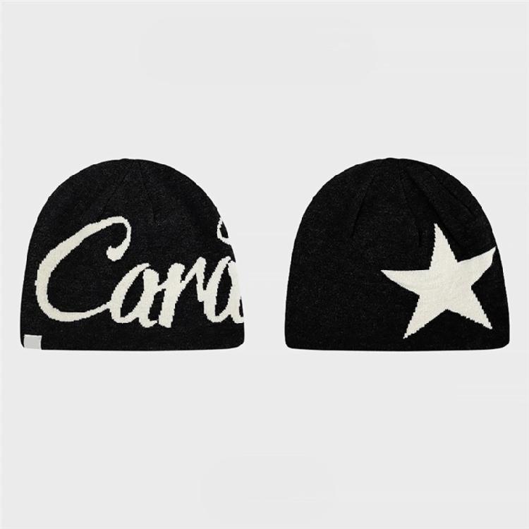Simple Acrylic Knit Beanies Star Print Stretchable Fit Cap For Men Women Winter Outdoor Sports Warm Unisex