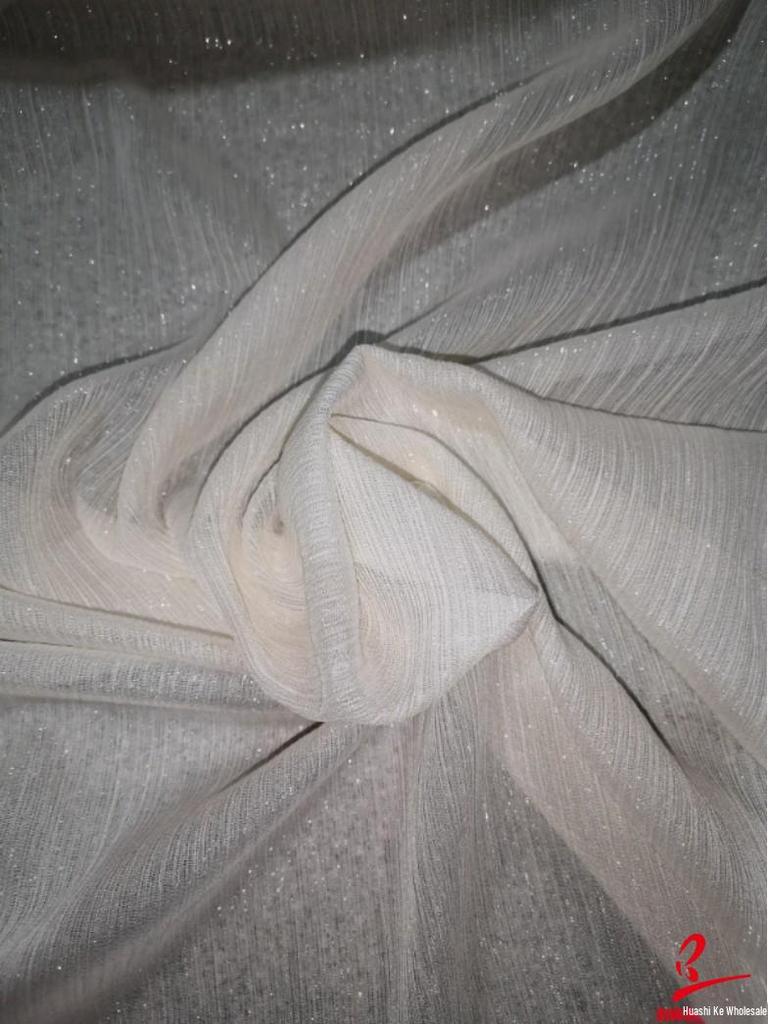 Super Sheer Silver Sequin Silk Gingham Chiffon Brocade Fabric for Dance Costumes
