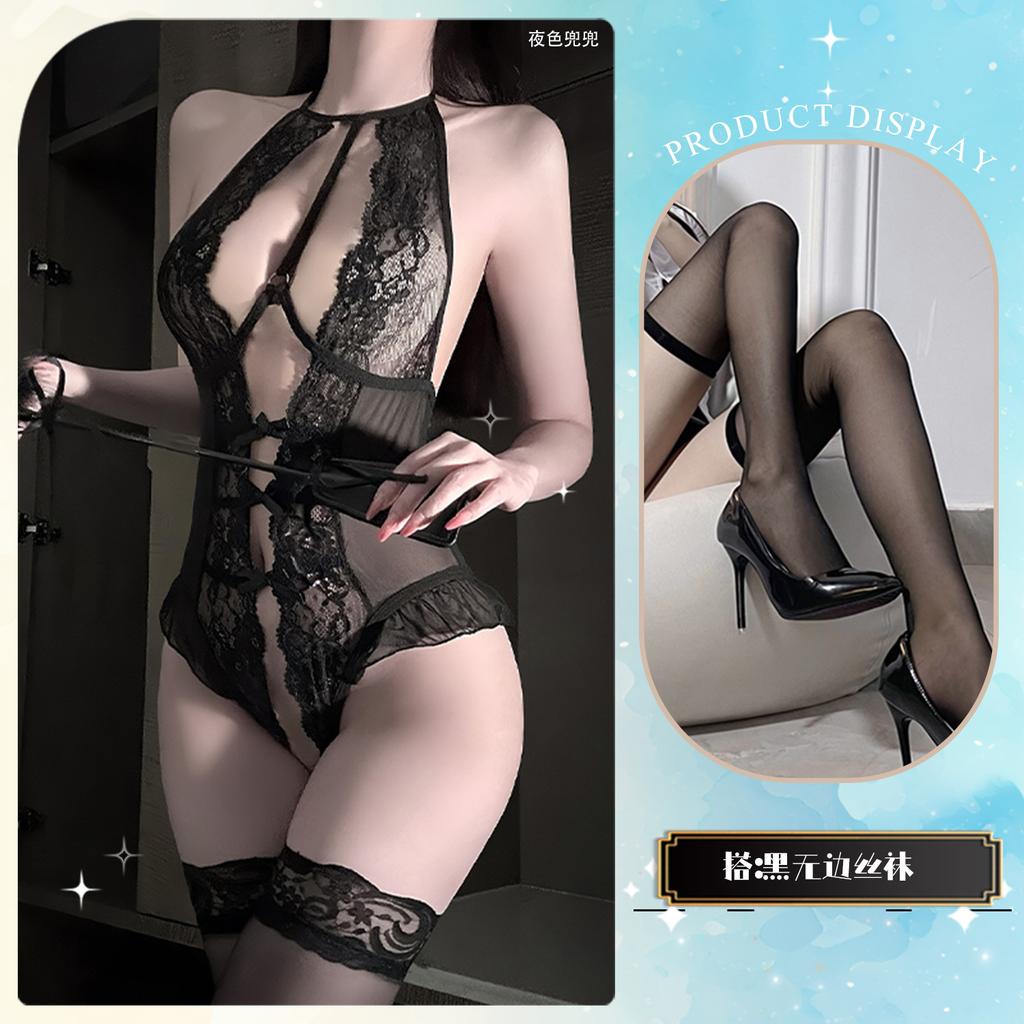 Sexy lingerie lace perspective open crotch onesie passion hot sexy uniform seduction pure lust