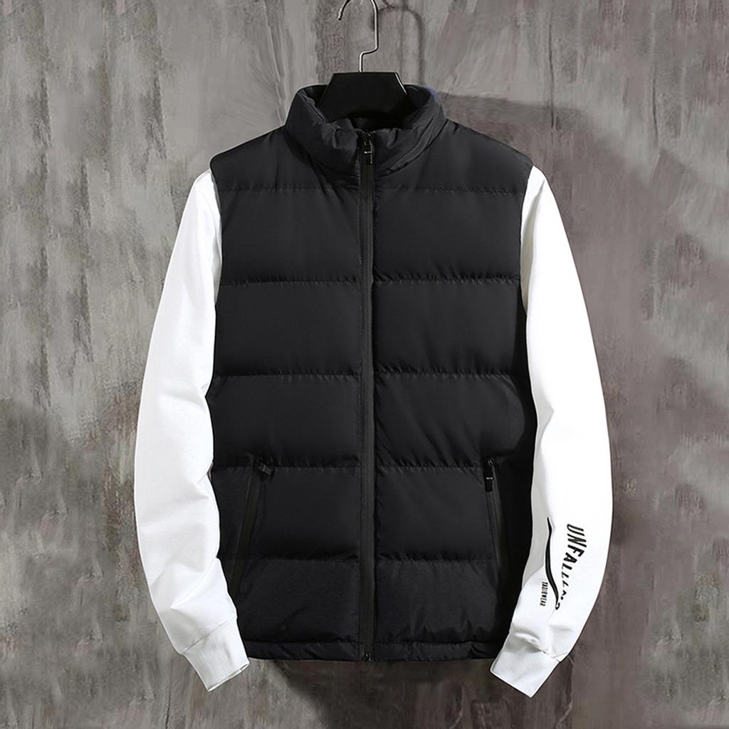 Men  Winter Fashion Stand Collar  Color Waistcoat Vest Jacket Top Coat