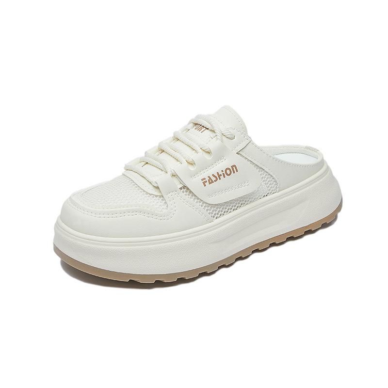 Summer Mesh White Shoes New Style of Female Students Breathable Height-enhancing Casual Street Clapper Shoes