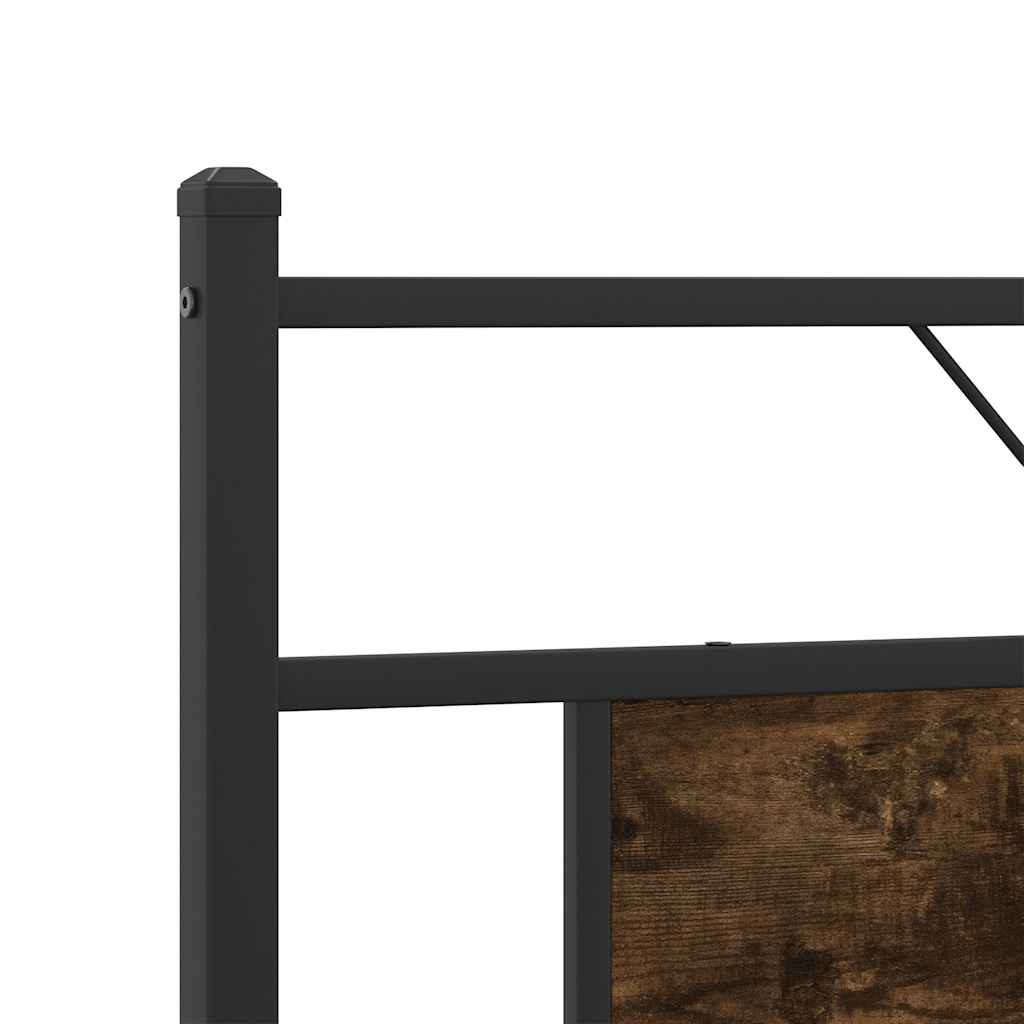 Metal Bed Frame Without Mattress Smoked Oak Finish 183 X 213 Cm