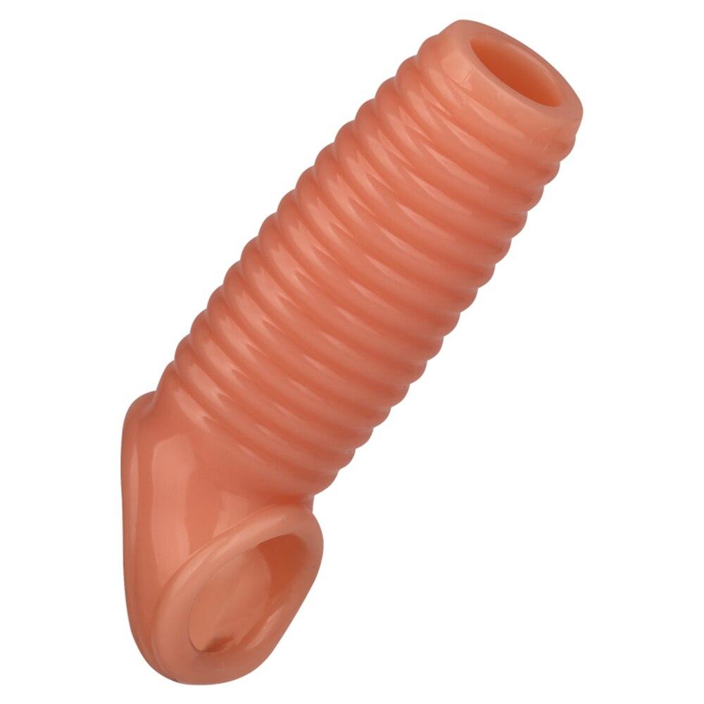 Silicone Riutilizzabile Manicotto Del Pene Flessibile Glande Ingrandimento Del Pene Extender Ritardo Eiaculazione Cock Ring Manica Giocattoli Adulti Del Sesso Per Gli Uomini