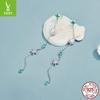 Green Starfish Ocean Wind Stud Earrings Female, Long Advanced Sense S925 Silver Fringed Earrings
