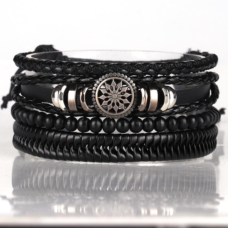 Unisex Handmade Woven Leather Bracelet - European and American Style Jewelry