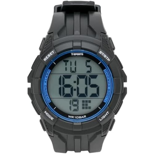 Klefer Men's Digital Sports Watch, Waterproof, Backlight, Date Display, Day of the Week Display, Urethane Strap, TS-D317-BK, Black