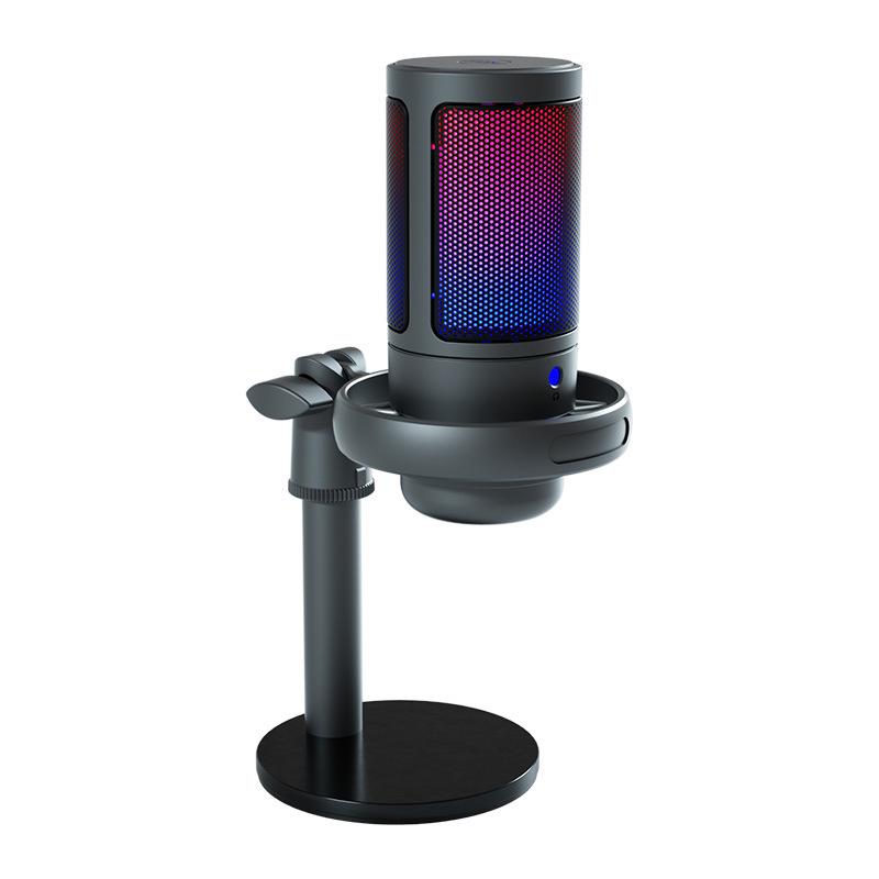 USB RGB Condenser Microphone with Shockproof Noise Reduction for Gaming and Streaming