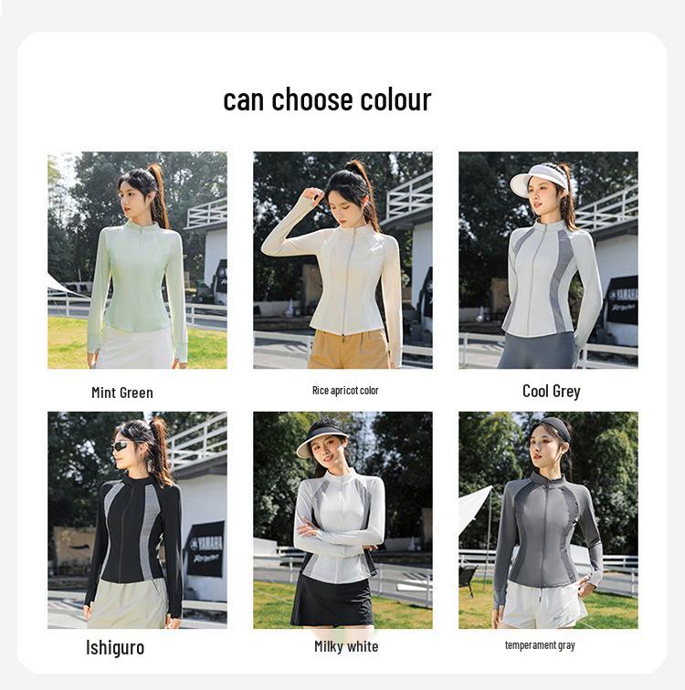 Women's Nylon Color Block Slim Fit UV Protection Cooling Summer Jacket