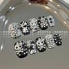 10Pcs Luxury Handmade Long Stiletto Press On Nails 3D Sparkling Diamond Bow Pearl Flower Full Cover Fake Nails