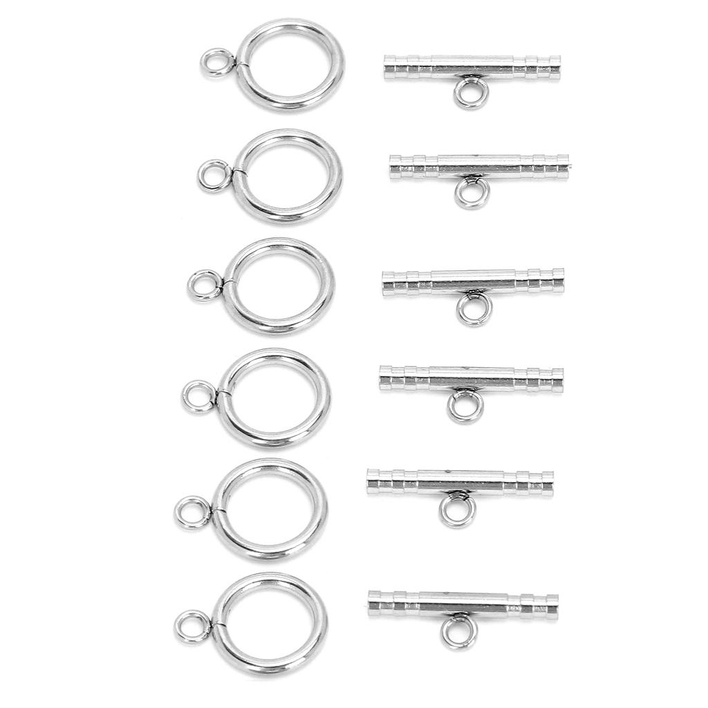 Stainless Steel Round Toggle Clasps T Bar Clasps for Necklace Jewelry Making Steel Color