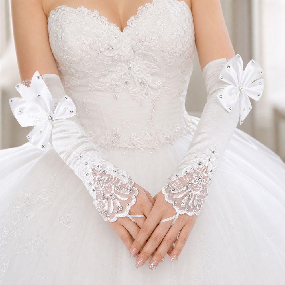 Bead Detailing Wedding Bridal Gloves Lace Embroidery Bridal Arm Sleeves  Wedding Accessories