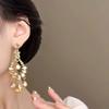 Silver Needle Diamond Inlaid Water Drop Tassel Stud Earrings - High-End Geometric Fashion for Women