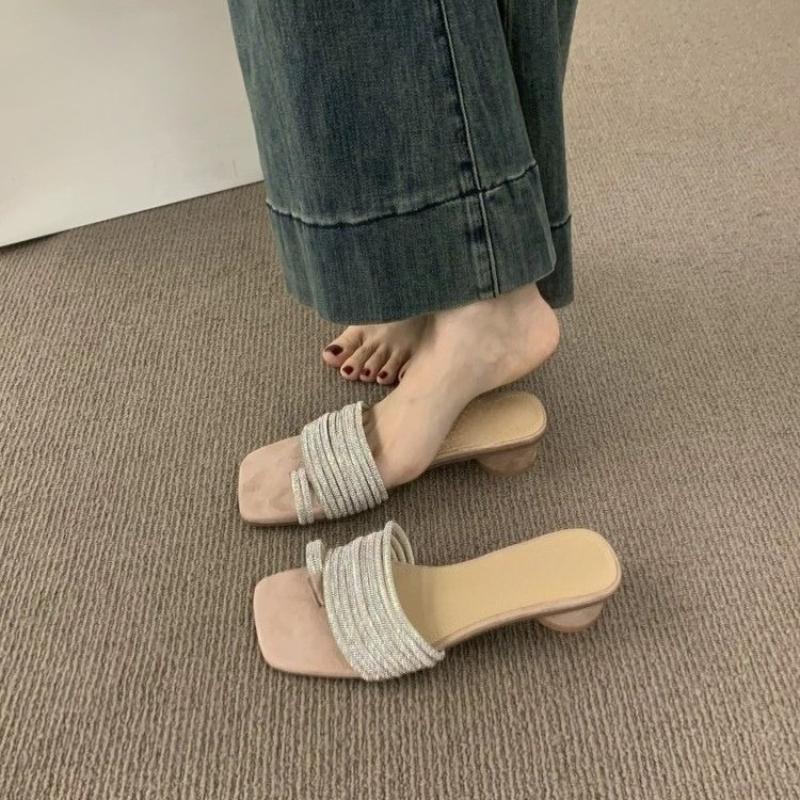 Fashion Crystal Women Flats Slippers Elegant Fashion Shoes Dress Woman Sandals Summer 2025 Party Luxury Slides New Mujer De Zapatillas