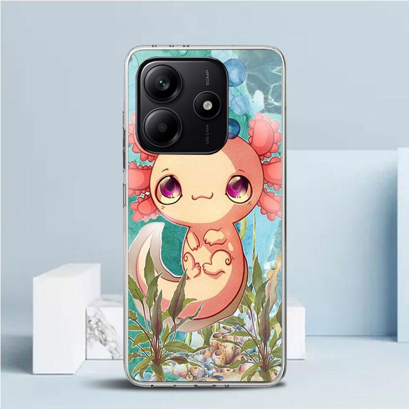 Cute Axolotl Kawaii Soft Cover for Xiaomi Redmi Note 15 14 13 12 Pro Plus Phone Case 14S 11S 11T 11E 10S 10 4G Pattern Shell Red