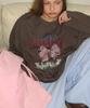 RONRON Flower Texture Wide Sweat Pants Soft Blue