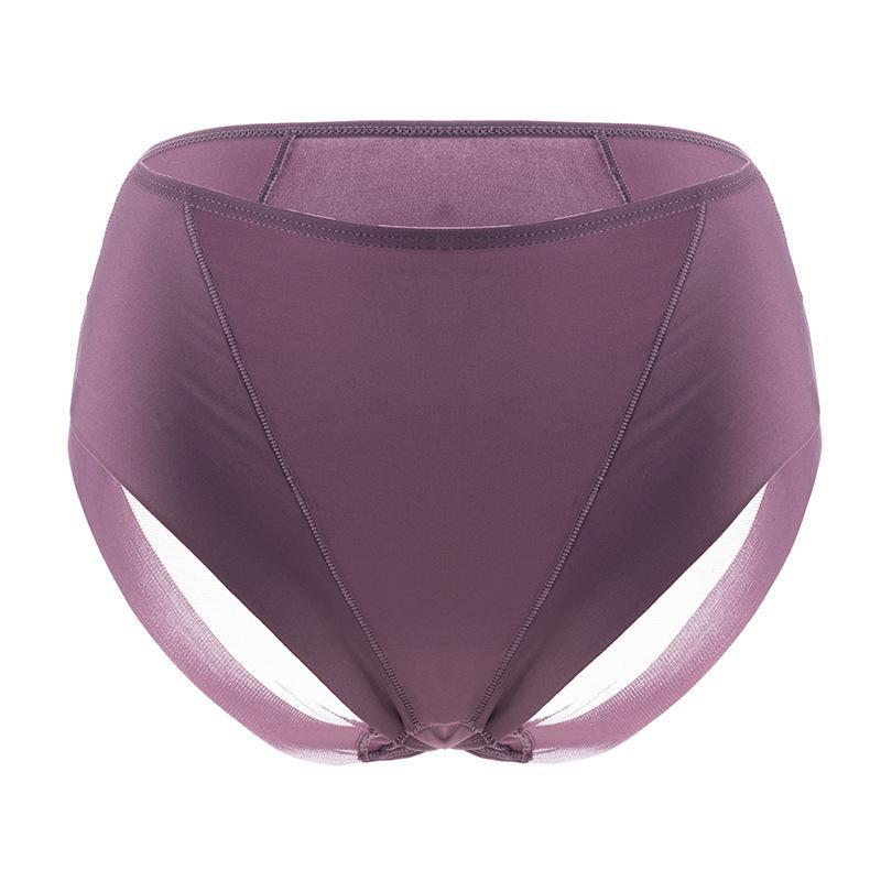 "Women's Seamless Ice Silk Mesh Mid-Waist Briefs: Breathable, Sexy, and Comfortable with Pure Cotton Crotch."