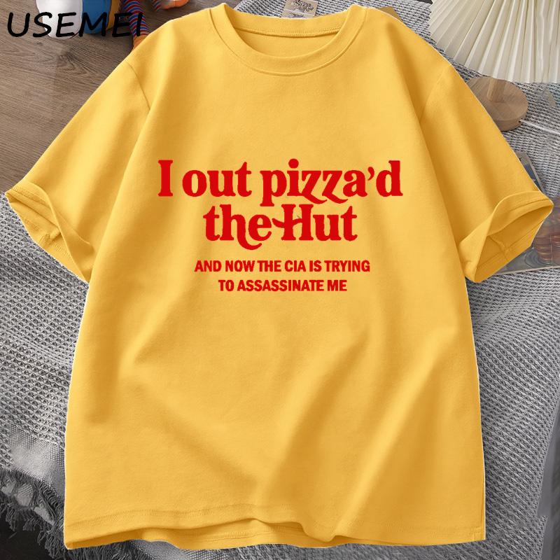 

I Out Pizza d Printed T-shirt Funy T Shirts Men Women Casual Short Sleeves Cotton T Shirts Male Clothes Oversized Mens Clothing