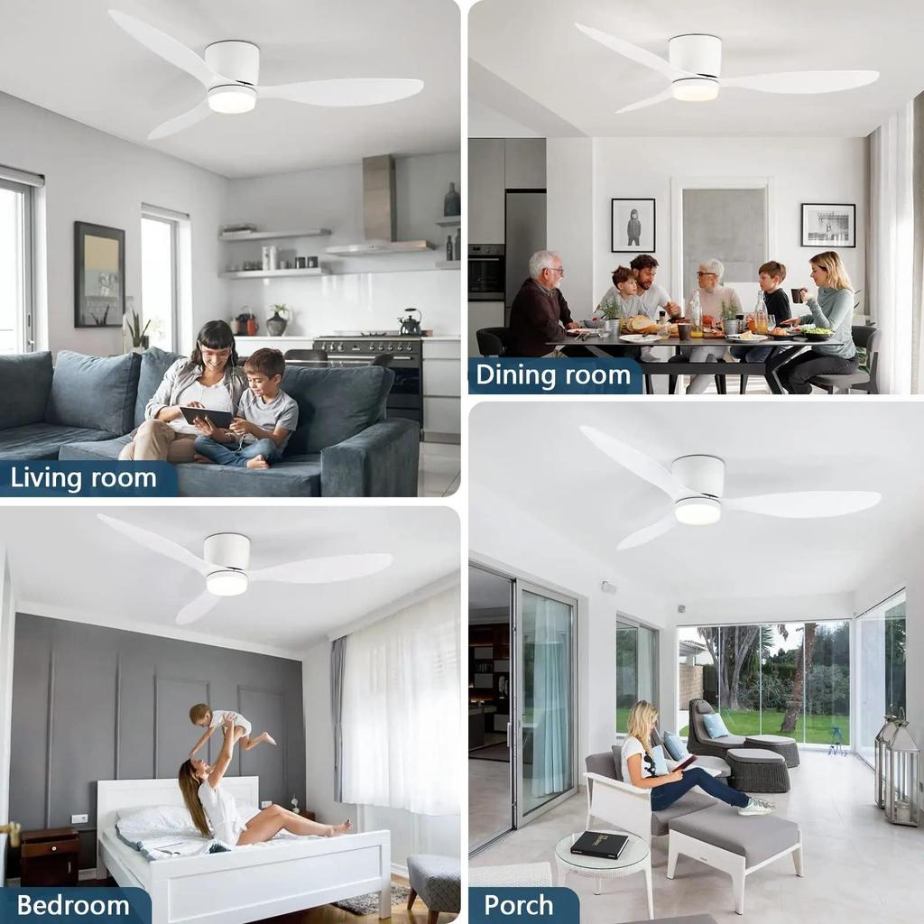 Nordic Smart Flush Mount Ceiling Fan Light for Bedroom and Dining Room