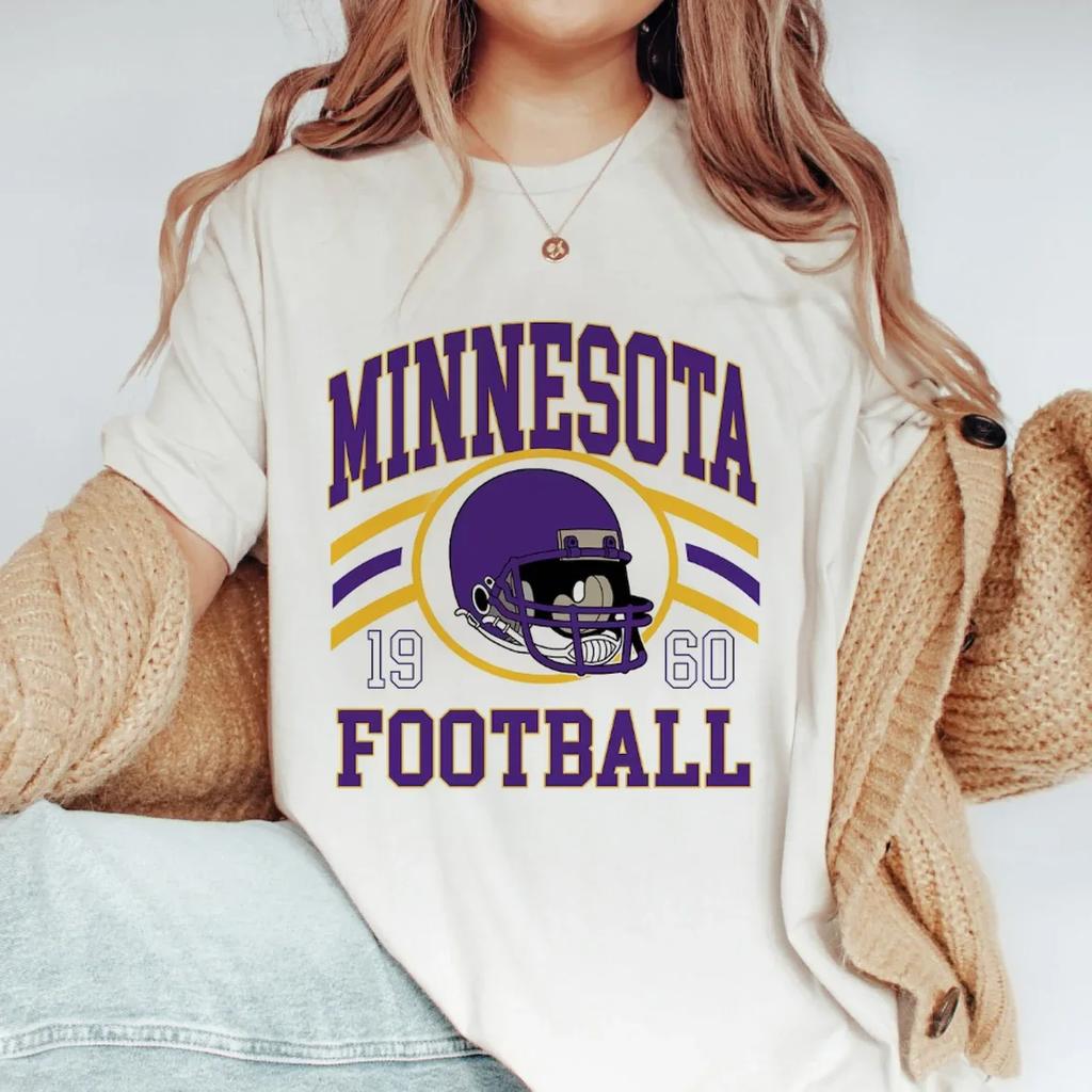 Maglietta da Football Minnesota Donna Manica Corta Casual T-Shirt Abbigliamento Estate Carina T-Shirt Abbigliamento Fantasia Stampata Maglietta Base