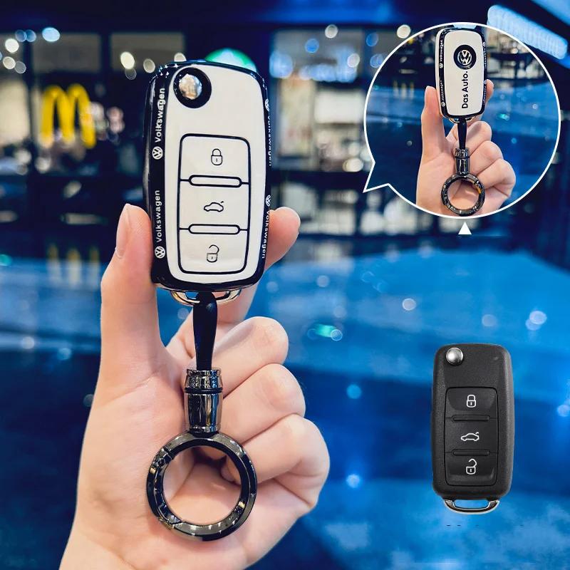 Für VW TPU Auto Schlüsselabdeckung Hülle Schale Fob Für Volkswagen VW Polo Tiguan Golf Jetta Käfer Eos Scirocco Up Transporter Sharan Acc