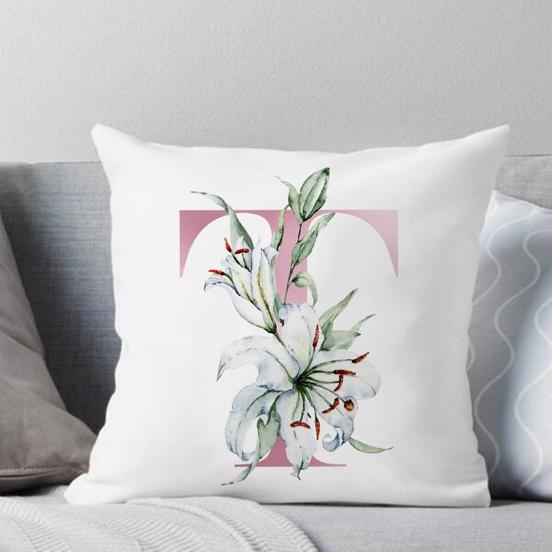 

Наволочка с английским алфавитом AZ, розовая буква, цветы, принт, наволочка, декоративные наволочки, свадебная вечеринка, новоселье, подарок 450mm*450mm