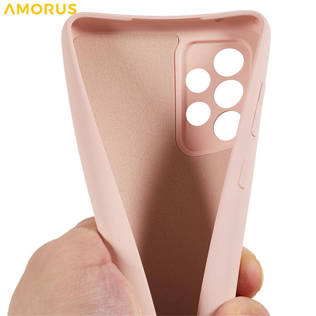AMORUS For Samsung Galaxy A32 4G (EU Version) Case Precise Cutouts TPU Fiber Lining Shockproof Phone Cover