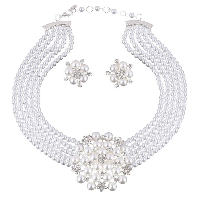 Chic Pearl Necklace With Geometric Shape And Multilayer Beads For Wear Female