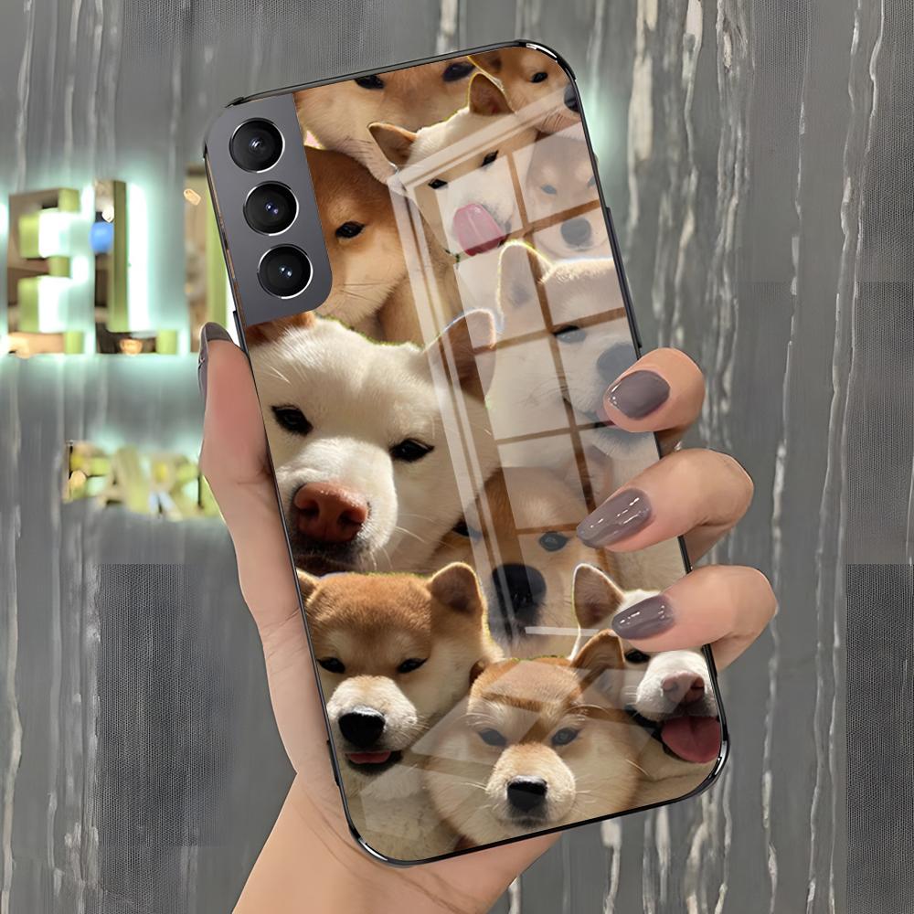 Cute Shiba Inu Phone Case For Samsung A25 A13 A33 5G A54 A36 A35 A56 A52 A14 Shockproof Glass Cover