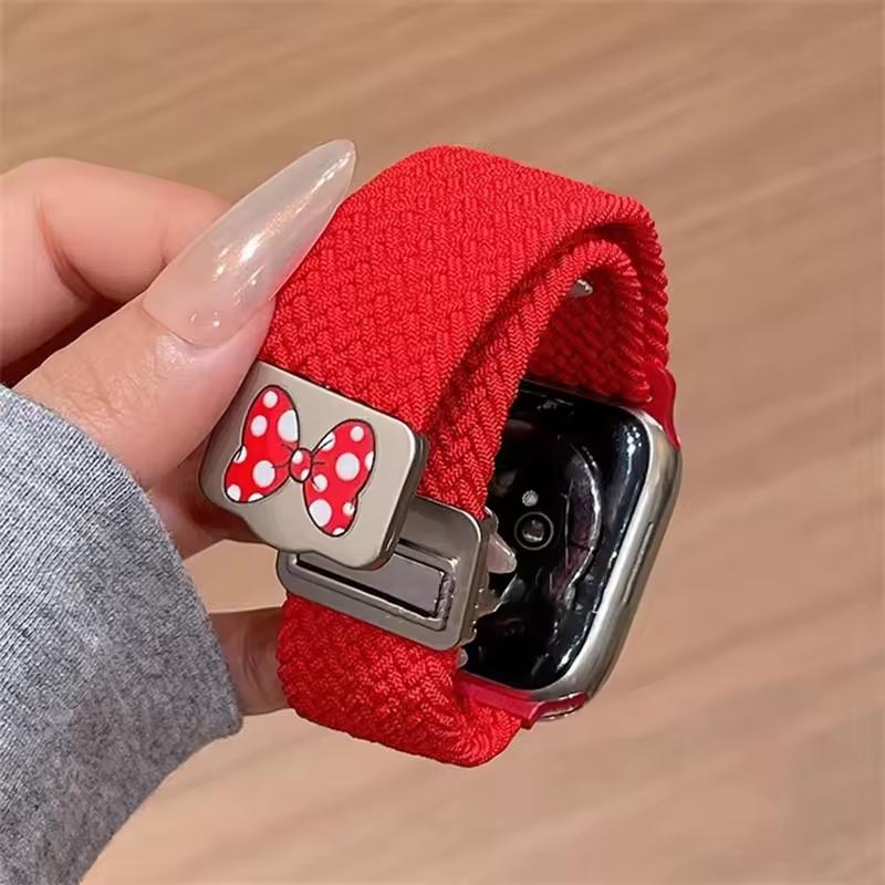 

Плетеный ремешок для Apple Watch 44 мм 40 мм 45 мм 46 мм 49 мм 41 мм 38 мм Магнитный нейлоновый браслет iWatch серии se 7 6 8 9 10 Ultra 2 38 40 41mm(S10-42mm) красный