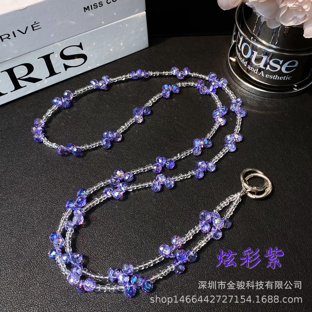 Phone Chain Crossbody Crystal Beads Long Chain Can Be Carried on Back Simple Shoulder Handmade Chain Ins Water Drop Beads Bag Hanging