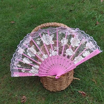 10pcs Elegant Folding Hand Fans for Women' Dance Wedding Decorations Plastic Ribs with Lace for Parties Graduation Events Decor