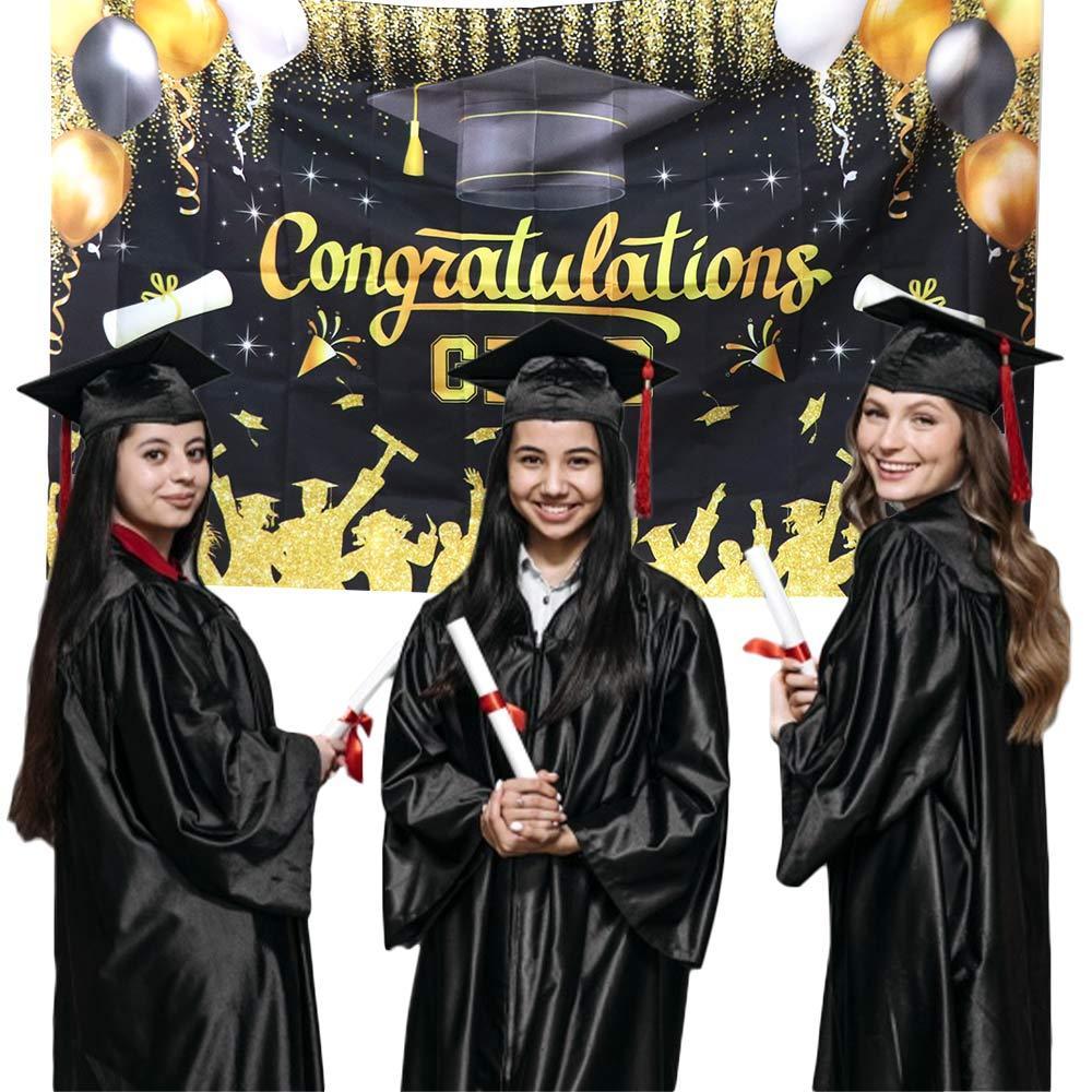 Glitter Graduation Photography Backdrop Celebrate Happy Graduation Banner  Studio Prop