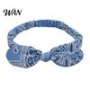 Comfortable Headband Elastic Rabbit Ear Knot Design Hair Wrap Secure Fit Wave Boosting Compression Band Paisley Pattern Headwrap