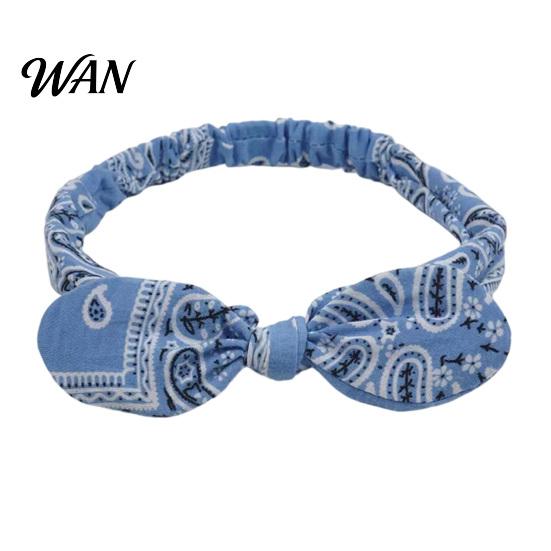 Comfortable Headband Elastic Rabbit Ear Knot Design Hair Wrap Secure Fit Wave Boosting Compression Band Paisley Pattern Headwrap