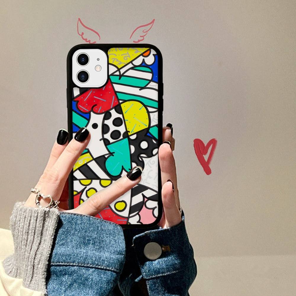 Art R-Romero Britto Phone Case For IPhone 17 16 15 14 13 Plus 12 11 Pro Max PC+TPU Cases Back Cover
