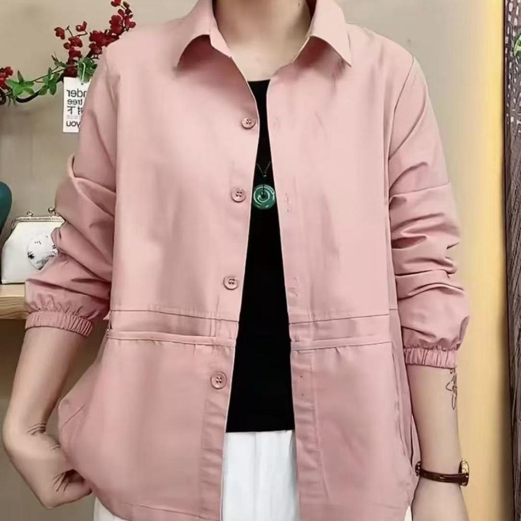 Women's Korean Style Versatile Short Length Jacket Loose Fit Regular Style Single Breasted Outerwear for Spring and Autumn