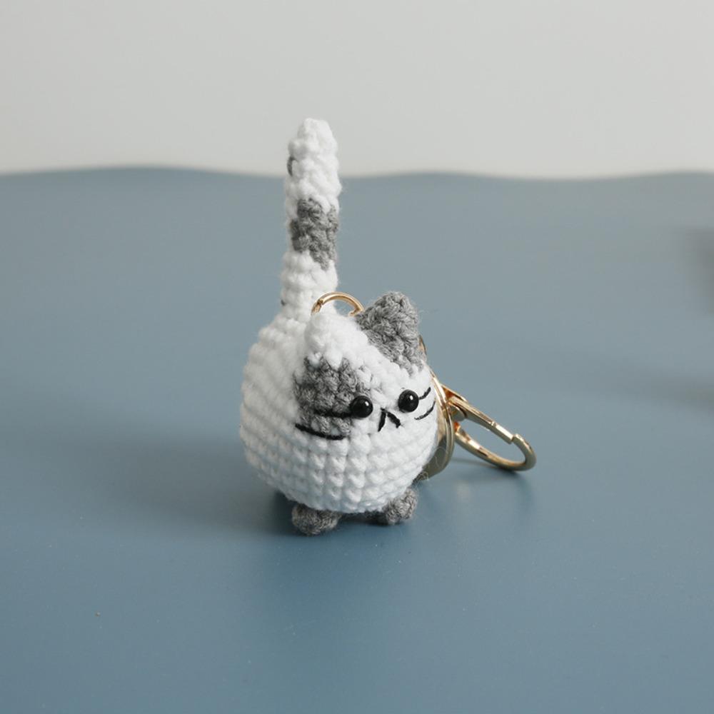 Handmade Handwoven Kitten Pendant Multi Color Animal Bag Charm Cat Key Ring  Gift Giving