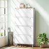 Shoe Cabinet 32 Pairs With 4 Flip Drawers Adjustable Shelves Modern 80 X 23.5 X 157 Cm White