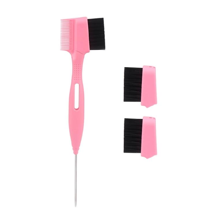 Hair Control Edge Brush with Metal Rat Tail Comb Double Sided Hair Styling Brush
