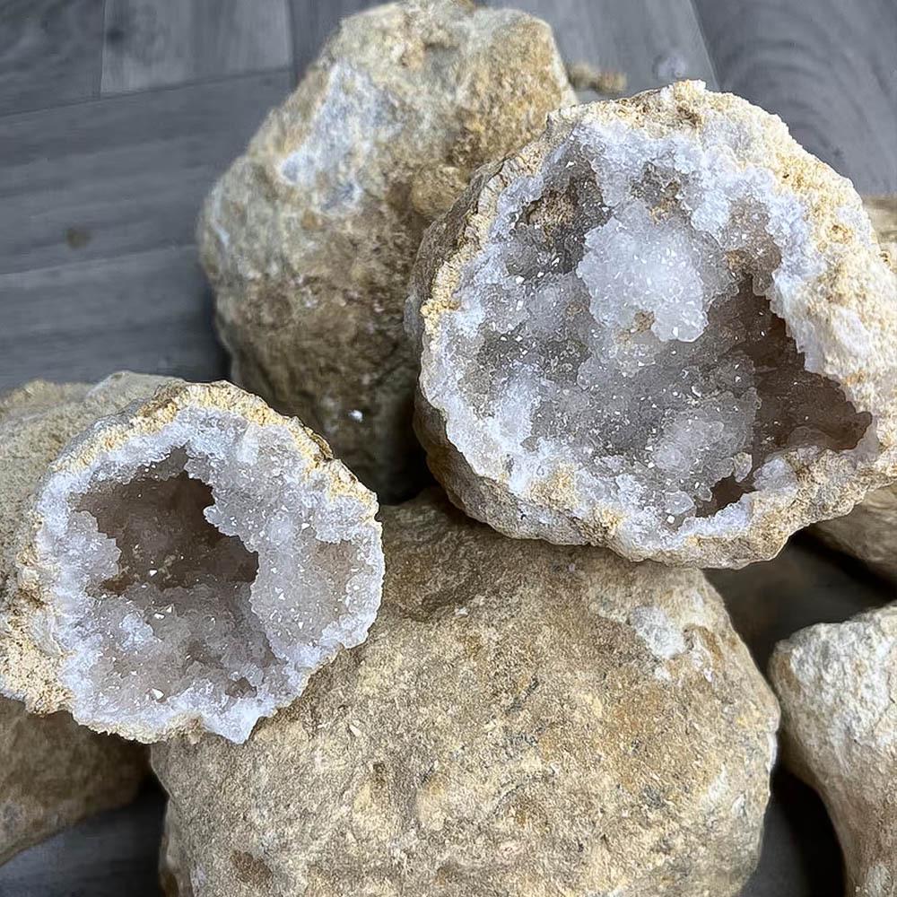 White Crystal Geode Stone - Home Decor & Science Teaching Gift
