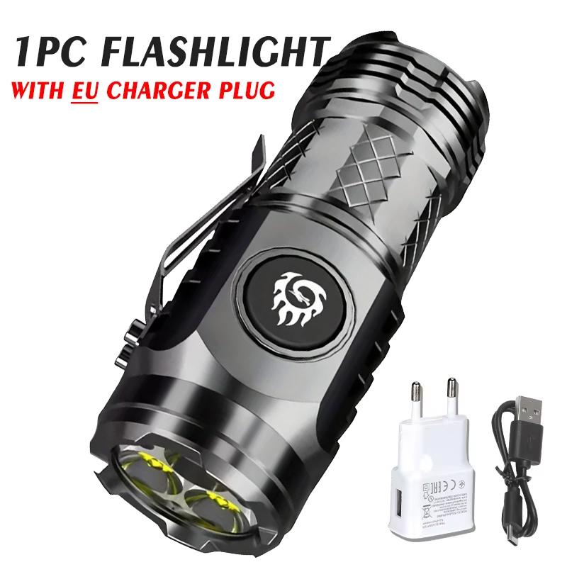 Super Bright MINI LED Flashlight USB Rechargeable Fishing Lantern Torch Powerful 3 Lighting Mode Outdoors Emergency Camping Lamp