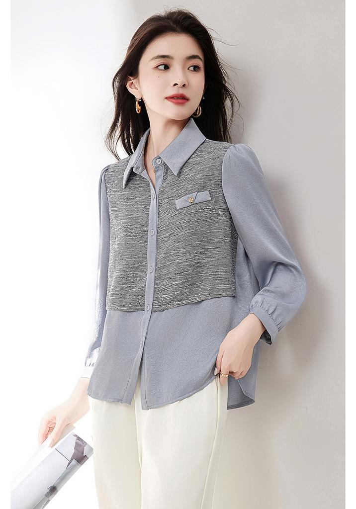 Casual collar, fashionable temperament, patchwork shirt, small shirt