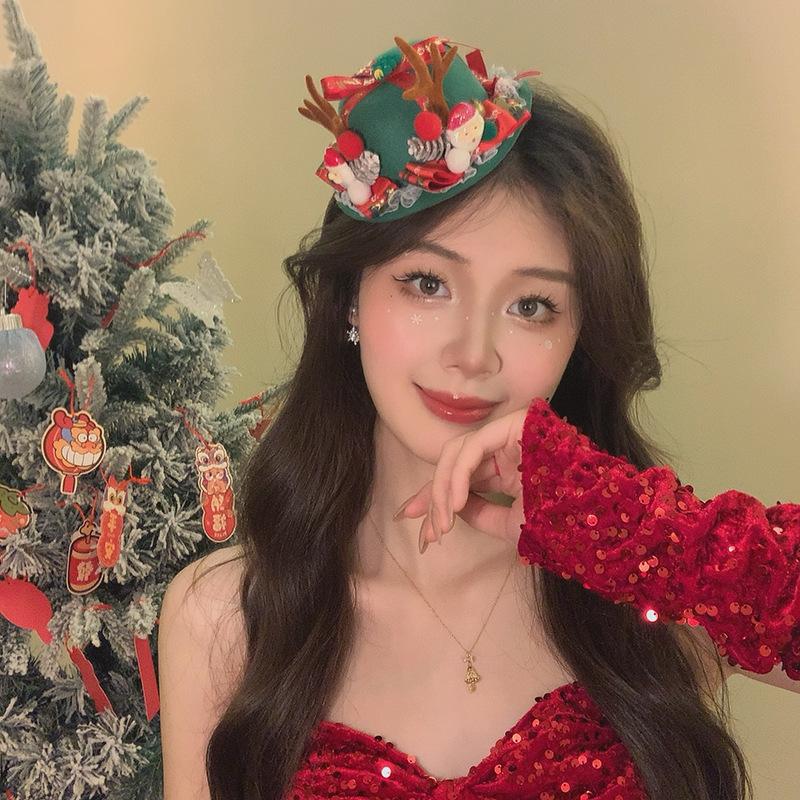 

Рождественские колокольчики головной убор цилиндр аксессуары для волос рождественская атмосфера рога лося милая универсальная заколка новогодний головной убор