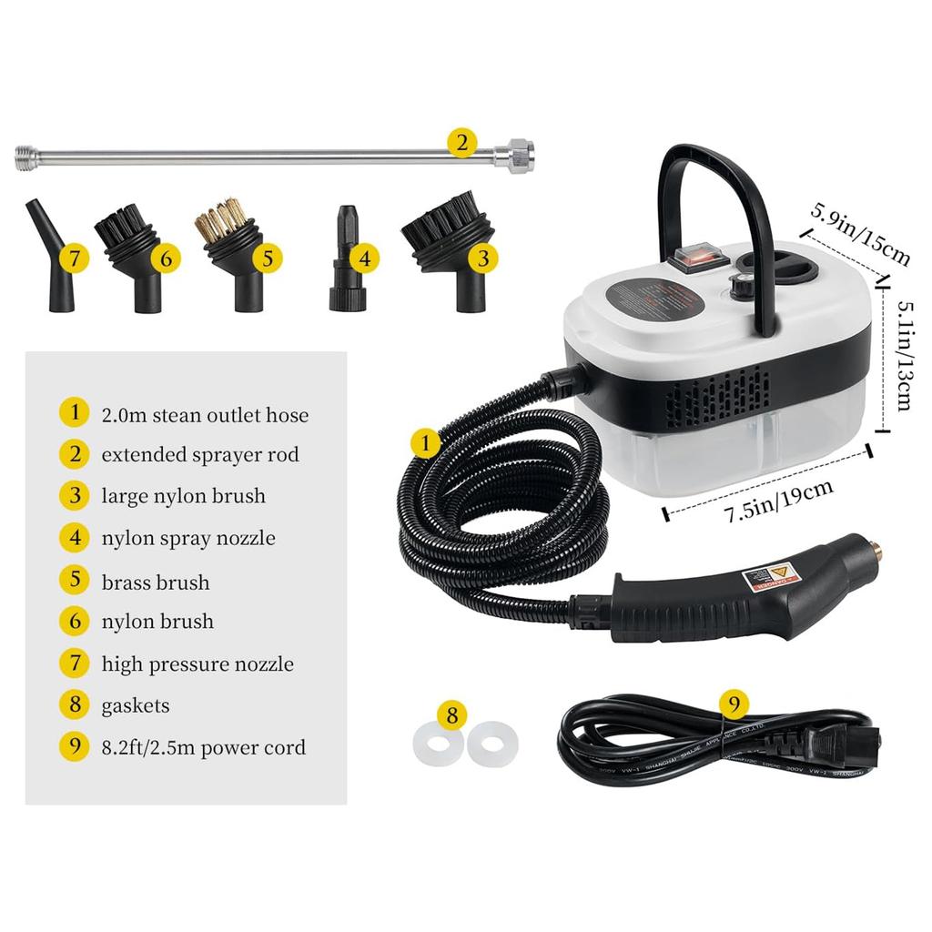 2500W 220V Domácí parní čistič Vysokoteplotní tlakový parní čisticí stroj Parní čistič interiéru pro podlahu kuchyň