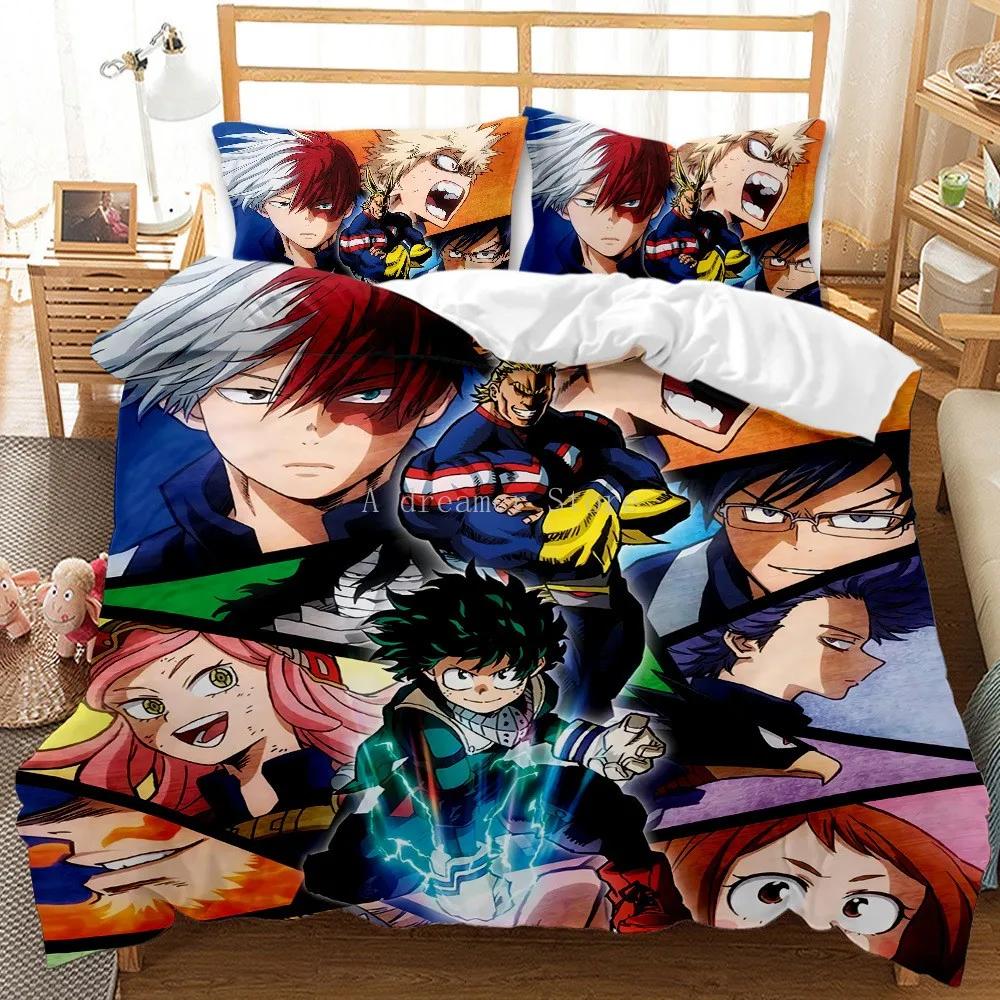 Japan Anime My Hero Academia Tištěné ložní prádlo Kreslené Povlaky na přikrývky Polštáře Přikrývka Sada ložního prádla Ložní prádlo Ložní prádlo